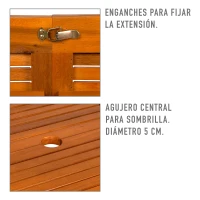 Mesa de Jardín Extensible 6-8 Comensales Acacia 150/200x90x74 Cm, Marrón(m-3)