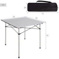Mesa Camping Plegable de Aluminio Ligero, 70x70x70 Cm, Gris(m-4)