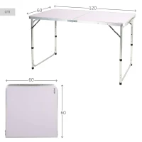 Mesa Plegable Camping Aktive, Ajustable 60-70 Cm, 62x8x63 Cm, Plateado(m-4)