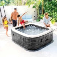 Spa Hinchable para 4 Personas Greystone Deluxe 175x175x71 Cm, Gris(m-5)