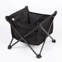Mesa Auxiliar Plegable Camping con Almacenaje y Bolsillo, 40x35x30 Cm, Gris y Negro(m-6)