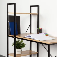 Escritorio 2 en 1 con Estantería Integrada, 120x64x120 Cm, Negro(m-3)