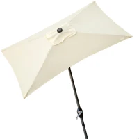Parasol Balcón Rectangular con Mástil de Aluminio y Manivela, 200x120x240 Cm, Crema(m-1)