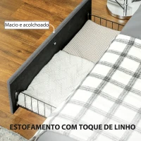 HOMCOM Cama de Casal 140x190 cm Estrado com 3 Gavetas e Estrutura Metálica Suporta 363 kg Cinzento(m-5)