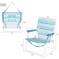 Silla de Playa Plegable Aktive Respaldo Bajo con Bolsillo Trasero 45x40x70 Cm, Azul(m-4)