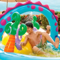 Centro de Juegos Hinchable Dinoland con Tobogán y Piscina, 302x229x112 Cm, Multicolor(m-6)