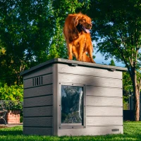 Caseta para Perro Ultrarresistente con Techo Abatible, 120x97x97 Cm, Gris(m-6)