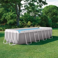 Piscina Desmontable Rectangular Prisma Frame Intex con Depuradora, 400x200x100 Cm, Gris Claro(m-3)