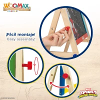 Pizarra Caballete Infantil Woomax 2 en 1 Doble Cara, 40x31,5x64,5 Cm, Multicolor(m-3)