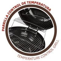 Barbacoa de Carbón Portátil con Tapa y Termómetro, 57x57x86 Cm, Negro(m-4)