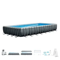 Piscina Desmontable INTEX Ultra XTR Frame con Depuradora y Clorador, 975x488x132 Cm, Gris(m-1)
