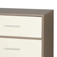 Cómoda Max Home 6 Cajones de Tela Plegables, 114x30x70 Cm, Blanco y Madera(m-5)