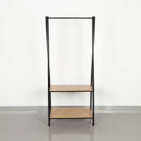 Burro de Ropa 2 Estantes, 64x40x150 Cm, Negro(m-7)