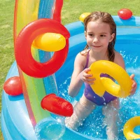 Centro de Juegos Hinchable INTEX con Tobogán y Doble Piscina, 297x193x135 Cm, Arcoíris(m-5)