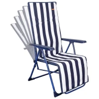 Silla Tumbona Plegable Aktive Garden Multiposición, 147x48x70 Cm, Azul y Blanco(m-3)