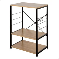 Mueble Auxiliar Cocina Acero y Melamina, 60x40x82 Cm, Roble(m-1)