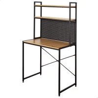 Escritorio Max Home con Estantería y Tablero Perforado, 85x50x148 Cm, Negro(m-1)