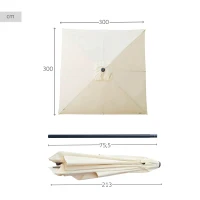 Sombrilla para Jardín Cuadrada con Protección UV50, 300x300 Cm, Crema(m-4)