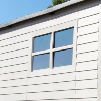 Caseta de Jardín Ultrarresistente con Ventana y Suelo Antideslizante, 214x213x227 Cm, Crema(m-7)