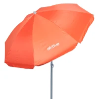 Sombrilla Playa Aktive, 8 Varillas Fibra de Vidrio, Mástil Inclinable, Ø180 Cm, Coral(m-1)