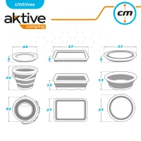 Conjunto 3 Piezas Cubos Plegables Aktive, 37x27x12 Cm, Gris y Blanco(m-5)