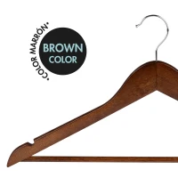 Perchas de Madera Pack 10 Antideslizantes, 44,5x23 Cm, Marrón Oscuro(m-3)