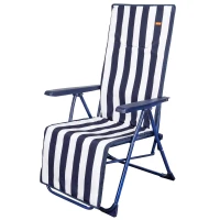 Silla Tumbona Plegable Aktive Garden Multiposición, 147x48x70 Cm, Azul y Blanco(m-1)