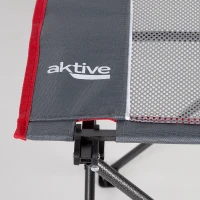 Mesa Plegable de Camping con 2 Posavasos y Bolsillo Lateral, 62x50x50 Cm, Gris y Rojo(m-6)