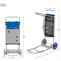 Carro de Playa Convertible 2 en 1 Aluminio Plegable, 47x76x100 Cm, Azul(m-4)