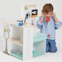 Hospital de Juguete Teamson 3 en 1 de Madera, 47,5x47,5x75,5 Cm, Natural(m-4)