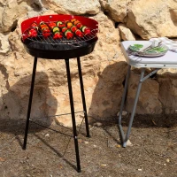 Barbacoa de Carbón Redonda Esmaltada, 37,5x38,5x70 Cm, Negro(m-2)