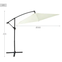 Parasol Excéntrico Banana Aktive Hexagonal, 300x245 Cm, Crema(m-4)