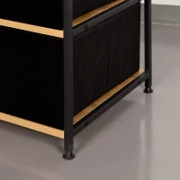 Armario Abierto Estructura Metálica y Cajones Plegables, 60x40x175 Cm, Negro y Madera(m-6)