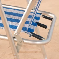 Silla Plegable Alta Aluminio y Textileno, 44x45x76 Cm, Azul y Blanco(m-6)