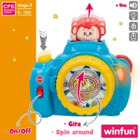 Cámara de Juguete Interactiva Winfun con Luz y Sonido, 21,5x9,5x19 Cm, Multicolor(m-2)