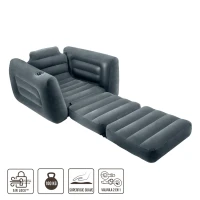 Sillón Cama Hinchable Convertible 2 en 1, 117x224x66 Cm, Gris Carbón(m-2)
