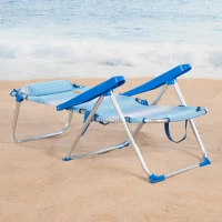 Silla de Playa Plegable Reclinable 5 Posiciones con Cojín y Asa, 77x12x62 Cm, Azul(m-3)