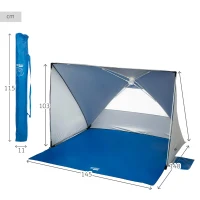 Carpa Playa Pop-Up UV50 para 2 Personas, 11x11x115 Cm, Azul(m-4)