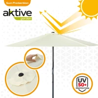 Sombrilla de Jardín Hexagonal con Doble Polea, Ø270 Cm, Crema(m-3)
