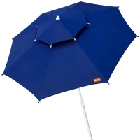 Sombrilla de Playa Aktive Antiviento Doble Techo 8 Varillas 280 Cm, Azul(m-1)