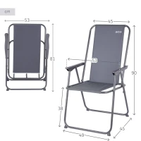 Silla Plegable de Camping con Topes Antivuelco, 53x5x81 Cm, Gris(m-4)
