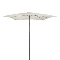Parasol Cuadrado con Manivela y Mástil de Aluminio, 300x300x275 Cm, Crema(m-1)