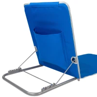 Esterilla Plegable de Playa Respaldo Reclinable 3 Posiciones Cojín Bolsillo, 48x131x55 Cm, Azul(m-6)