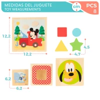 Torre de Cubos de Madera Disney Apilables con Figuras Geométricas, 13x13x23,5 Cm, Multicolor(m-5)