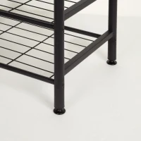 Perchero Zapatero 3 Estantes Metálicos y 7 Ganchos Extraíbles, 60x40x175 Cm, Negro(m-6)