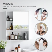 kleankin Armoire murale salle de bain avec miroir, meuble salle de bain, 5 compartiments et étagère réglable, 60x15x76cm, blanc(m-6)