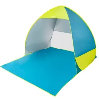 Tienda de Playa Pop Up Montaje Instantáneo, 140x160x110 Cm, Azul y Verde(m-1)