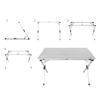 Mesa Plegable de Aluminio Ligera 110x70x70 Cm, Gris(m-3)