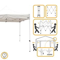 Cenador Plegable Ajustable con Estructura de Acero, 300x300x220/320 Cm, Blanco(m-3)