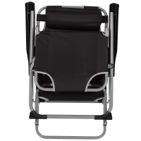 Tumbona Plegable de Jardín 3 Posiciones con Cojín Acolchado, 47x153x33 Cm, Negro(m-7)